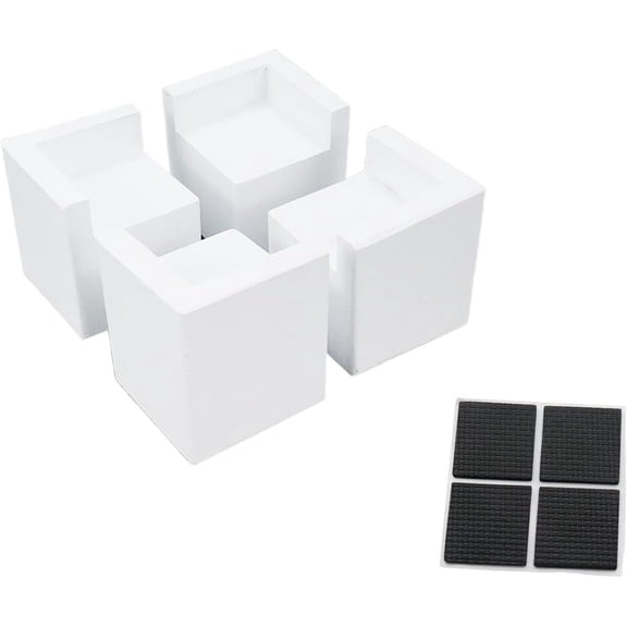 White Painted Set of 4 Bed Risers Furniture Square Risers Wooden Solid Wood for DIY Painting Sofa Couch Chair Table Increase Legs 2 Inches
