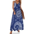 thumbnail image 1 of White Paisley Pattern Blue Background Sleeveless Dress Women's Luxury Party Dress Birthday Dresses for Women, 1 of 7
