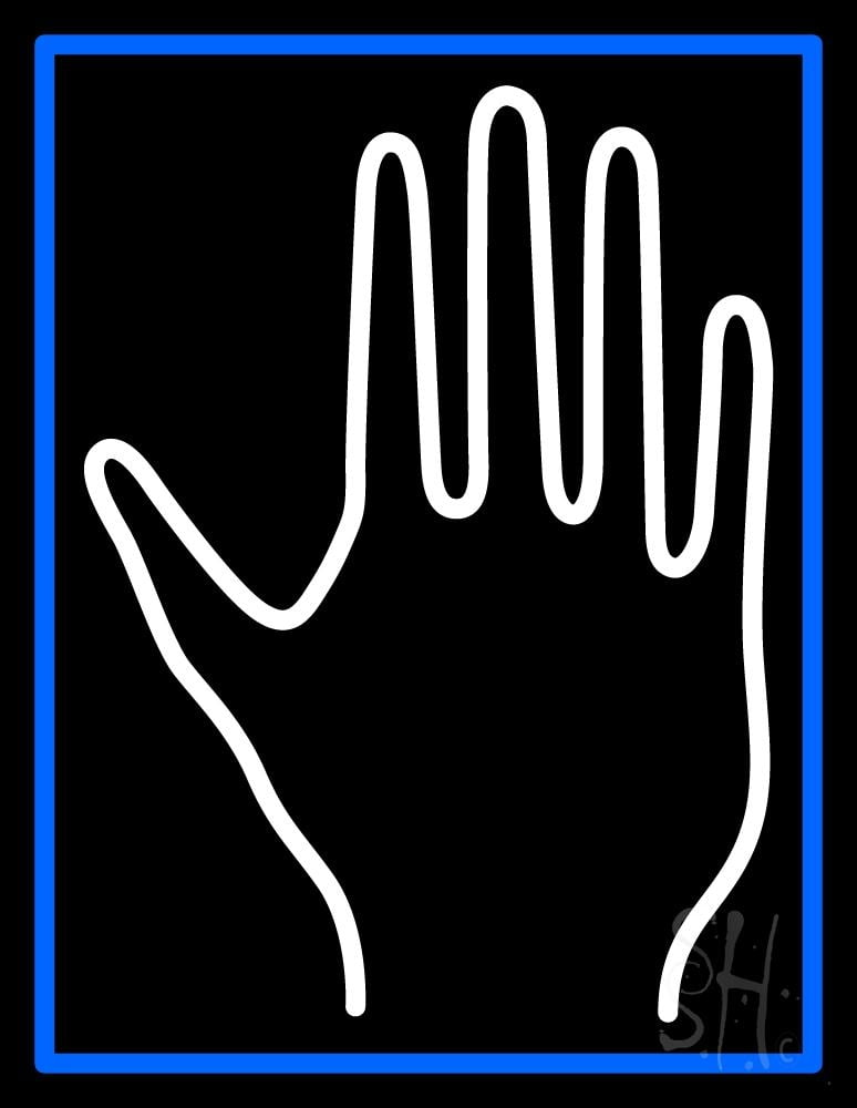 White Palm Blue Border LED Neon Sign 19