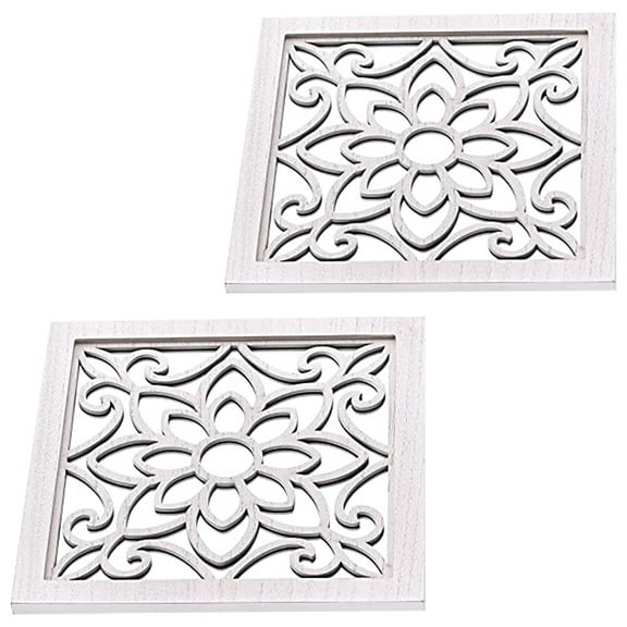 White Pane Wall Mirror Wooden Vintage Bedroom Decore Hanging Stickers for Murals 2 Pcs