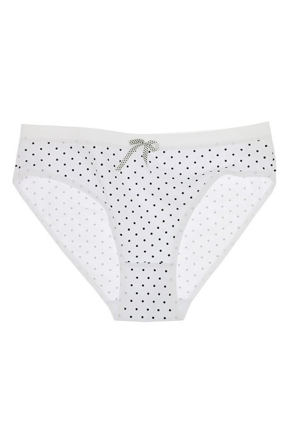White Panties for Women Female Women Cotton Basic Underwear Bikini Polka Panties