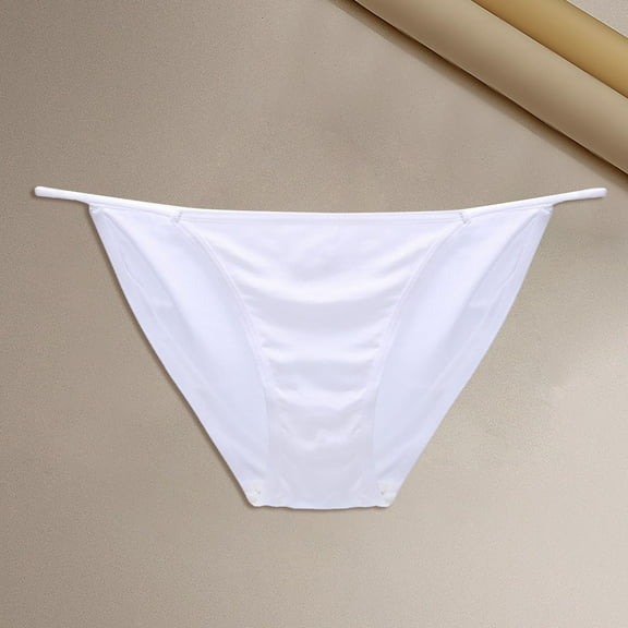 White Panties for Women's Solid Color Low Rise String Bikini Panty Stretch Briefs