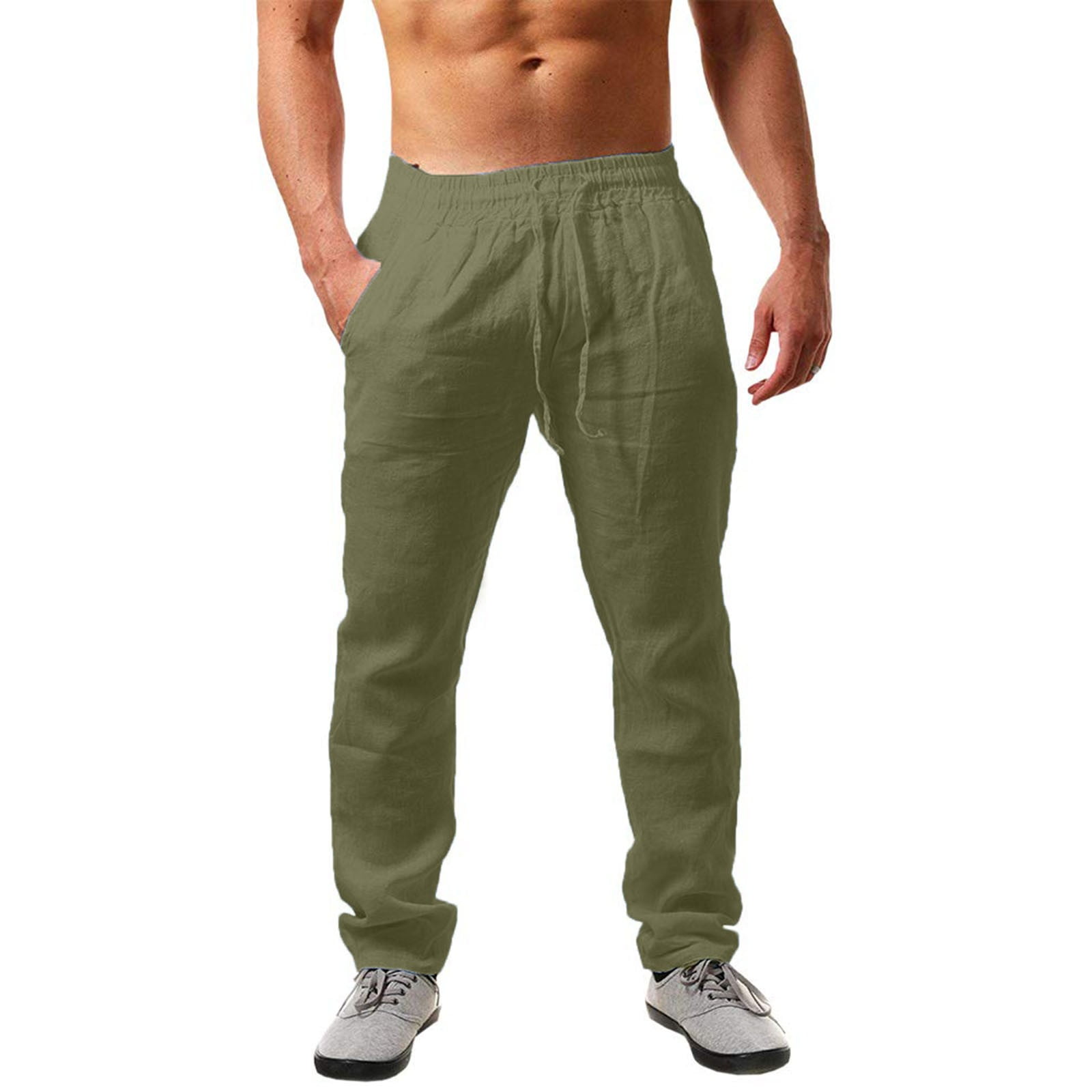 White Pants Men Khaki Dress Pants for Men Men's Pants Elastic Waistband Mens Khaki Pants Slim