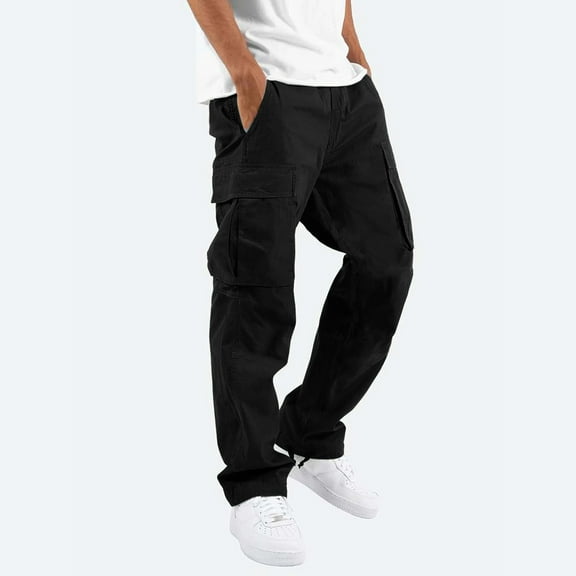White Pants Men Winter Cargo Sweatpants for Men Fleece Pants Pockets 2025 Elastic Waist Drawstring Sweat Pants Solid Athletic Joggers Trouser