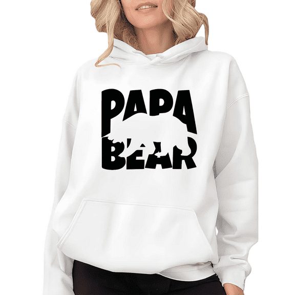 White Papa Bear Silhouette Graphic Sweatshirt Print hoodie S-2XL Tops