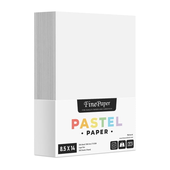 White Pastel Color Paper – Great for Arts and Crafts and Stationery Printing – 8.5 x 14" (Menu/Legal Size) – 20lb Bond / 50lb Text / 75GSM – Copy, Writing and Printer Paper – 500 Sheets per Pack