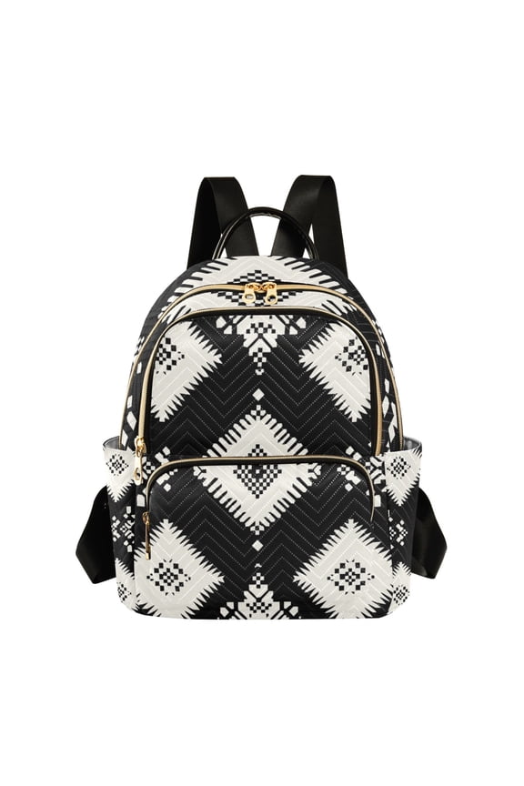 White Paper Art Black Background Quilted Backpack Fashion Daypack Commuter Bag for Women 8.5 L