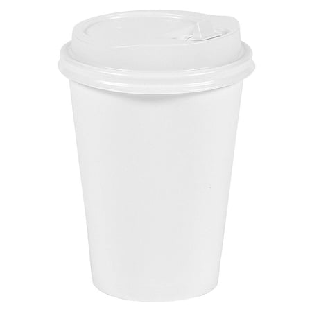White Paper Coffee Cups with Lids, Food Service, Birthday, Event, Disposable Party Supplies, 24 Pieces