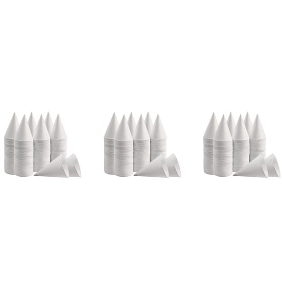 White Paper Cone Cups, Snow Cone Cups,Coated Leakproof Cone Paper Cups for , Shaved Ice, Water 600Pcs