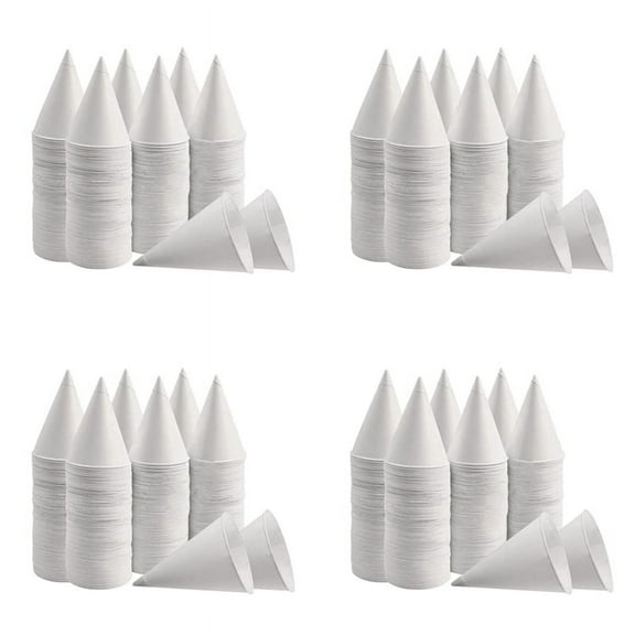 White Paper Cone Cups, Snow Cone Cups,Coated Leakproof Cone Paper Cups for , Shaved Ice, Water 800Pcs