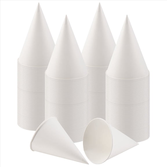White Paper Cone Cups, Snow Cone Cups,Leakproof Paper Cups 200Pcs