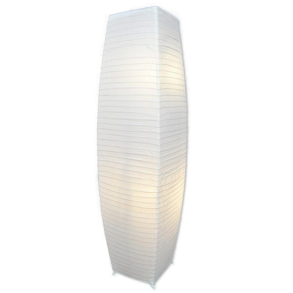 LIGHTACCENTS Japanese Style Rice Paper Floor Lamp - 50 Inches Tall Living Room Paper Lamp with White Paper Shade and Chrome Base, On/Off Foot Switch - Ideal as Paper Floor Lamps for Living Room