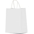 thumbnail image 1 of White Paper Gift Bags with Handles Bulk 25 pcs 8x4.5x10 Medium White Paper Bags for Gifts, Valentines, Shopping, Retail, 1 of 3