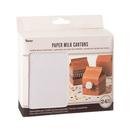 White Paper Milk Cartons: 3 x 5 inches, 24 pieces