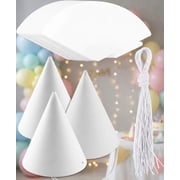 White Paper Party Hats for Birthday,Decorative Bulk Cone Hat for Adults Art DIY, Halloween Supplies 10/20/40/60  40