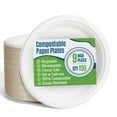 White Paper Plates, 9 YPF5 Inch, 150 Count Food Grade Sugar Cane
