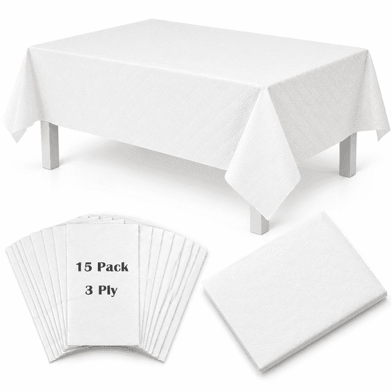 Whet Paper White Paper Tablecloth 15 Pack Disposable Table Cloths For Rectangle ...