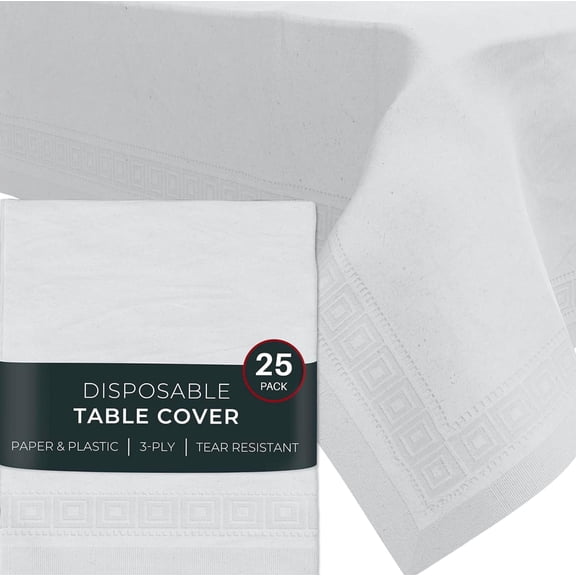 White Paper Tablecloths for Rectangle Tables 54' X 108' 3 25 Pack, White