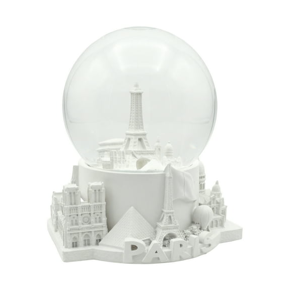 White Paris Skyline Snow Globe 4.5 Inches