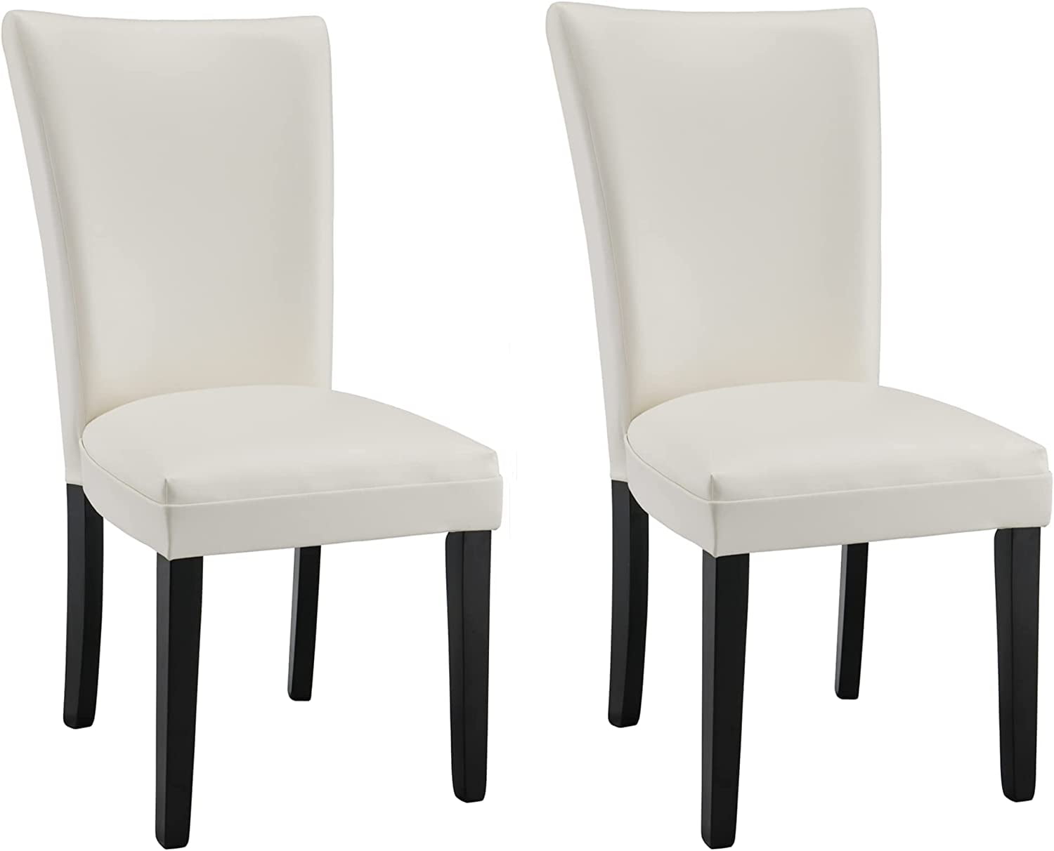 White Parsons Chairs Faux Leather Upholstered Dining Room Chairs ...