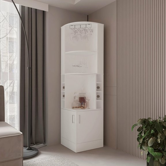 White Particle Board Bar Cabinet | Add Modern Touch to Any Space