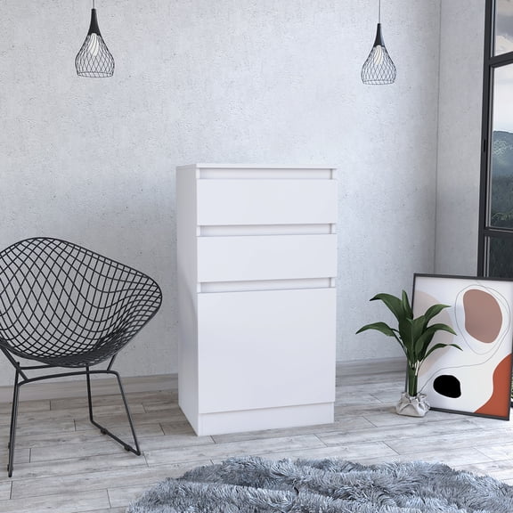 White Particle Board Dresser - Mirror for Quick Morning Look - Bedroom Use - Fast and Easy Dressing