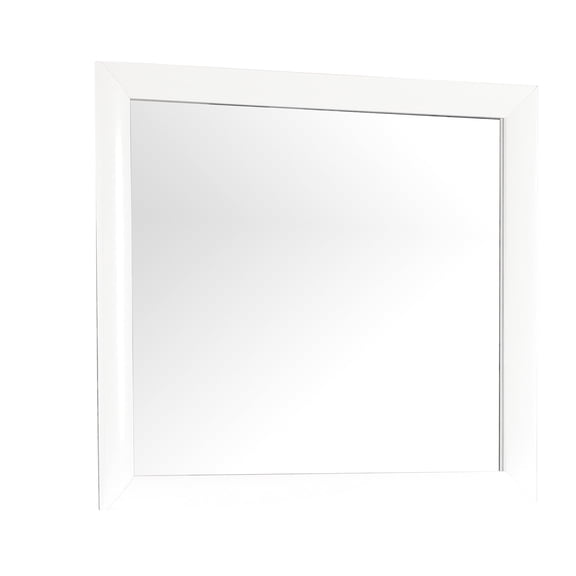 White Particle Board - Low Distortion Clear Image - Mounted to Dresser - Modern Design Mirror