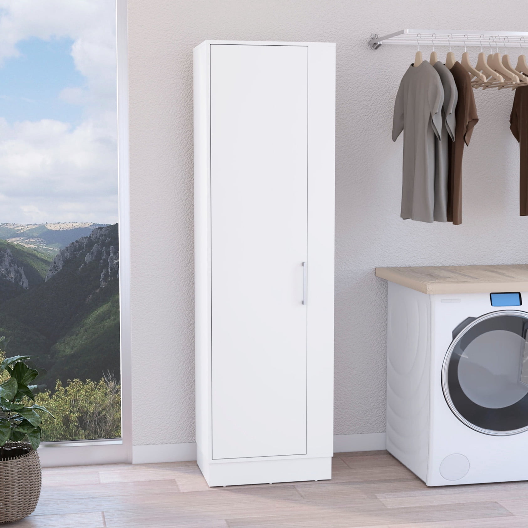 White Particle Board Storage Cabinet | Store Cleaning Materials in Open ...