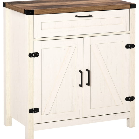 White Particleboard Cabinet for Buffet and Storage / Fit Well in Limited Spaces