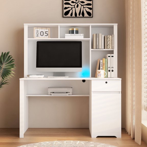 White Particleboard Desk - Wear - Resistant Surface - Home Long - Term Use - Ensure Desk Longevity