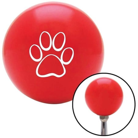 White Paw Print Outline Red Shift Knob with M16 x 1.5 Insert Shifter Auto Manual