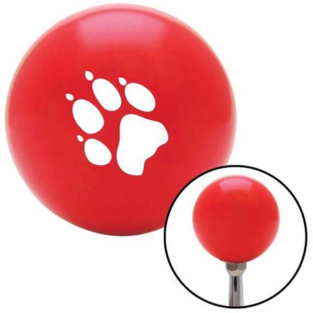 White Paw Print Red Shift Knob with M16 x 1.5 Insert Shifter Auto Manual Custom