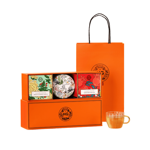 White Peach & Grape Oolong Tea Gift Set 20 Premium Tea Bags (3.5g x 20) + 100g Rock Sugar, Fruity and Floral Blend, Supports Relaxation & Boosts Energy, Perfect for Gifting