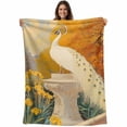 thumbnail image 1 of White Peacock Elegant Blanket Soft Cozy Warm Throw Blanket for Couch, Plush Fuzzy Flannel Fleece Blankets for Sofa, Vintage Garden Floral Botanical Bed Blankets Lightweight Gifts for Women, 40"x60", 1 of 9