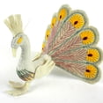 thumbnail image 1 of White Peacock Yellow Trim Felt Holiday Ornament - Silk Road Bazaar (O), 1 of 2