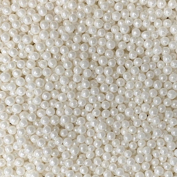 Krazy Sprinkles - Edible White Pearl 4mm Beads - Refined Cake Decor, 1/2 Cup