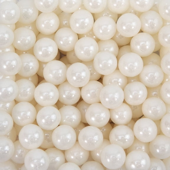 Krazy Sprinkles - Edible White Pearl 8mm Beads - Refined Cake Decor, 1/2 Cup