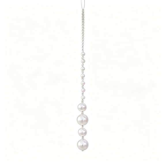 White Pearl Beads String Christmas Hanging Ornaments for Xmas Tree Window Mantel Decor