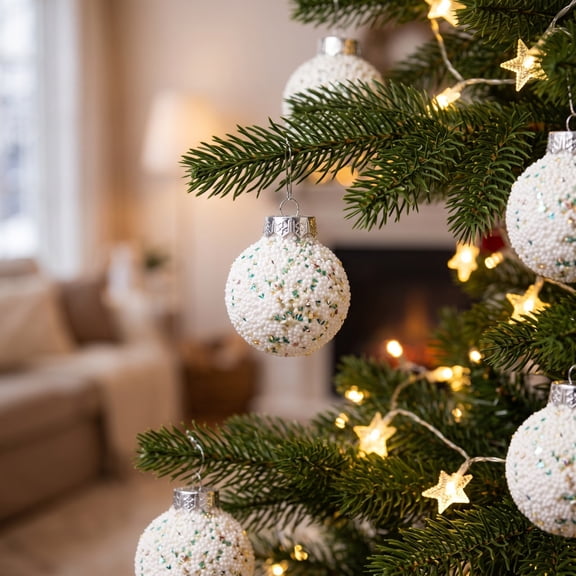 White Pearl Christmas Ball Ornaments, 6-Pack 6cm Shatterproof Plastic Baubles for Holiday Tree Decor