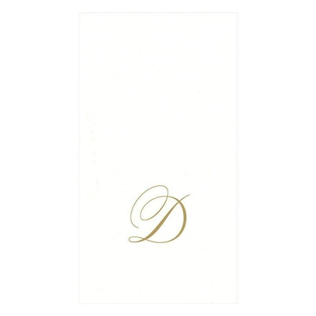 White Pearl Paper Linen Guest Towels Monogram Initial D Pack of 24
