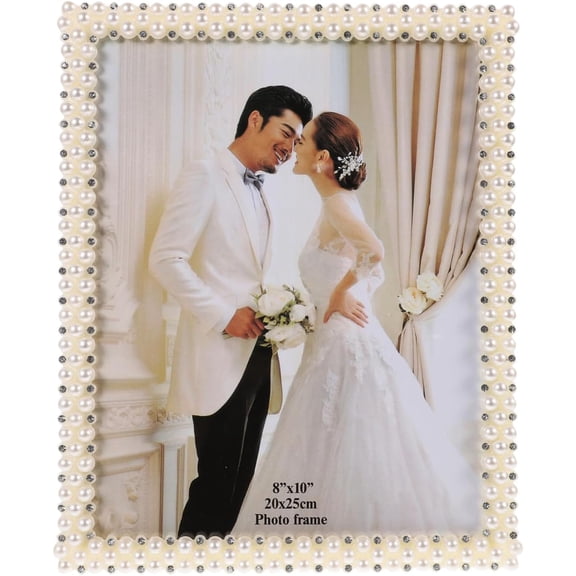 White Pearl Resin Photo Frame 8X10 Inches Decorative Tabletop Picture for Home and Office Display