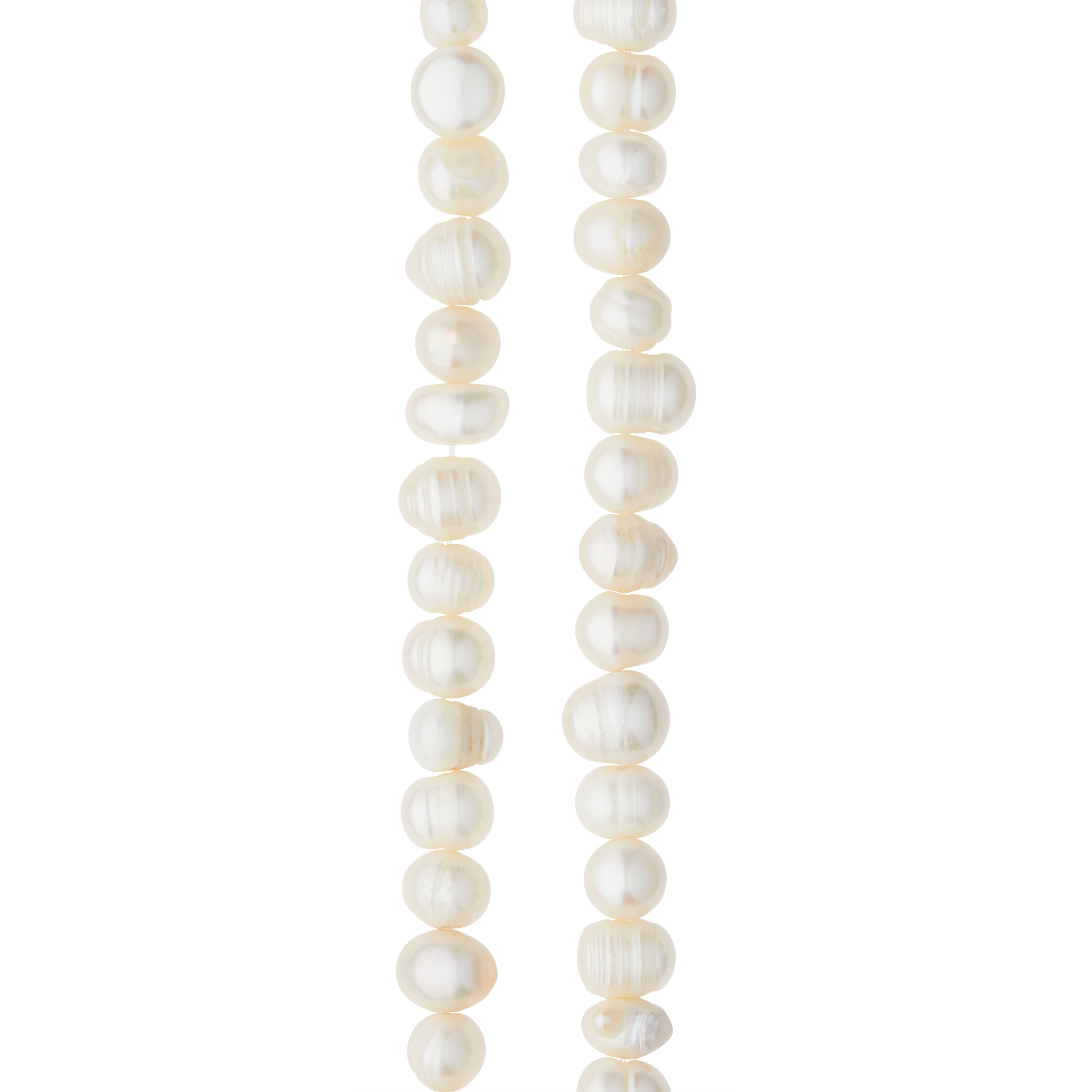 White Pearl Rondelle Beads - 8mm by Bead Landing