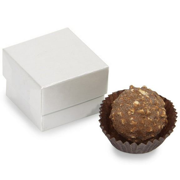 White Pearl Single Truffle Boxes -1.5 x 1.5 x 1.25in. - 24 Pack (TBR1PL24)