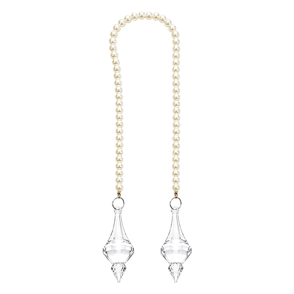 White Pearl String Christmas Tree Ornaments with Dual Clear Crystal Pendants, for Holiday Home Decor, Decoration