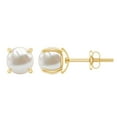 thumbnail image 1 of Rosec Jewels White Pearl Stud Earrings for Mom - Solitaire Earrings for Women - 6 mm, 14K Yellow Gold, 1 of 8