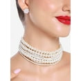 thumbnail image 1 of White Pearls Multistrand Beaded Choker Necklace & Earring Set For Women, 1 of 2