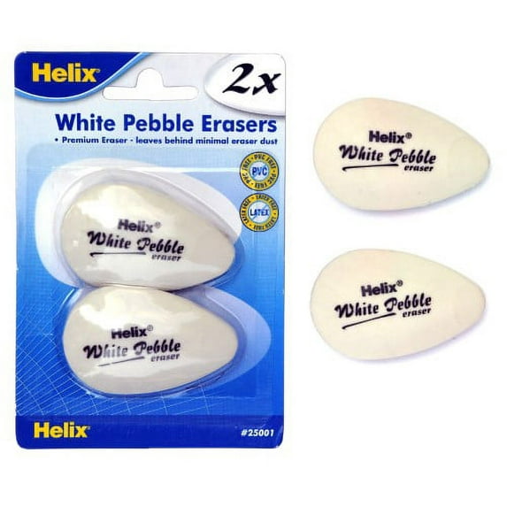 Helix Latex Free White Pebble Erasers (Pack of 2)