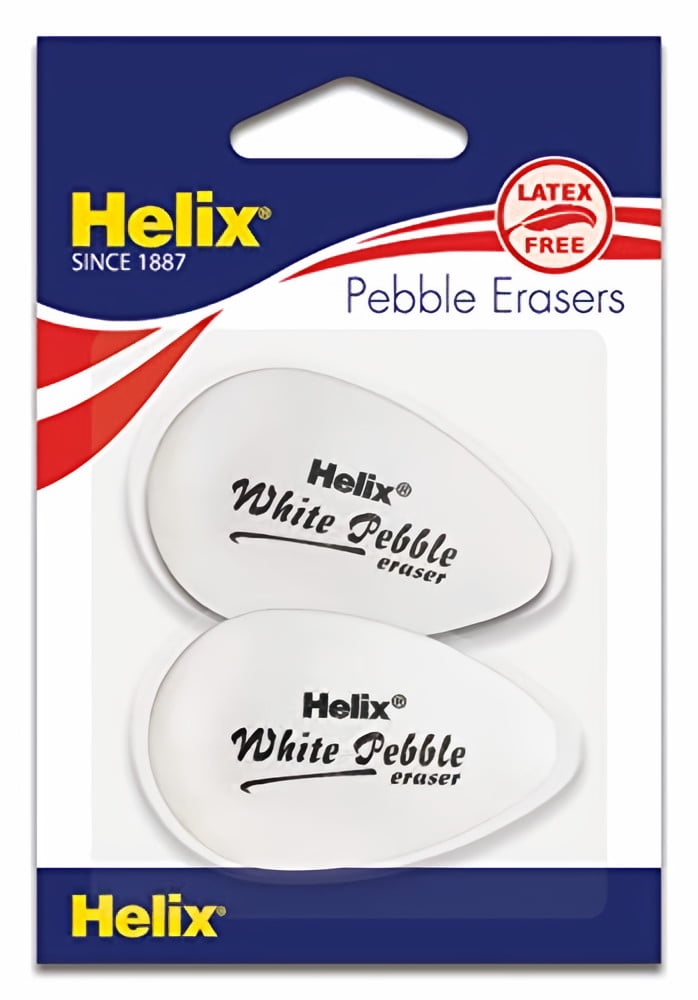 Helix Latex Free White Pebble Erasers (Pack of 10)