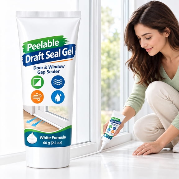 White Peelable Window and Door Gap Sealant, Peelable Draft Seal Gel with Plastic Scraper, Windproof Draft Stopper for Home