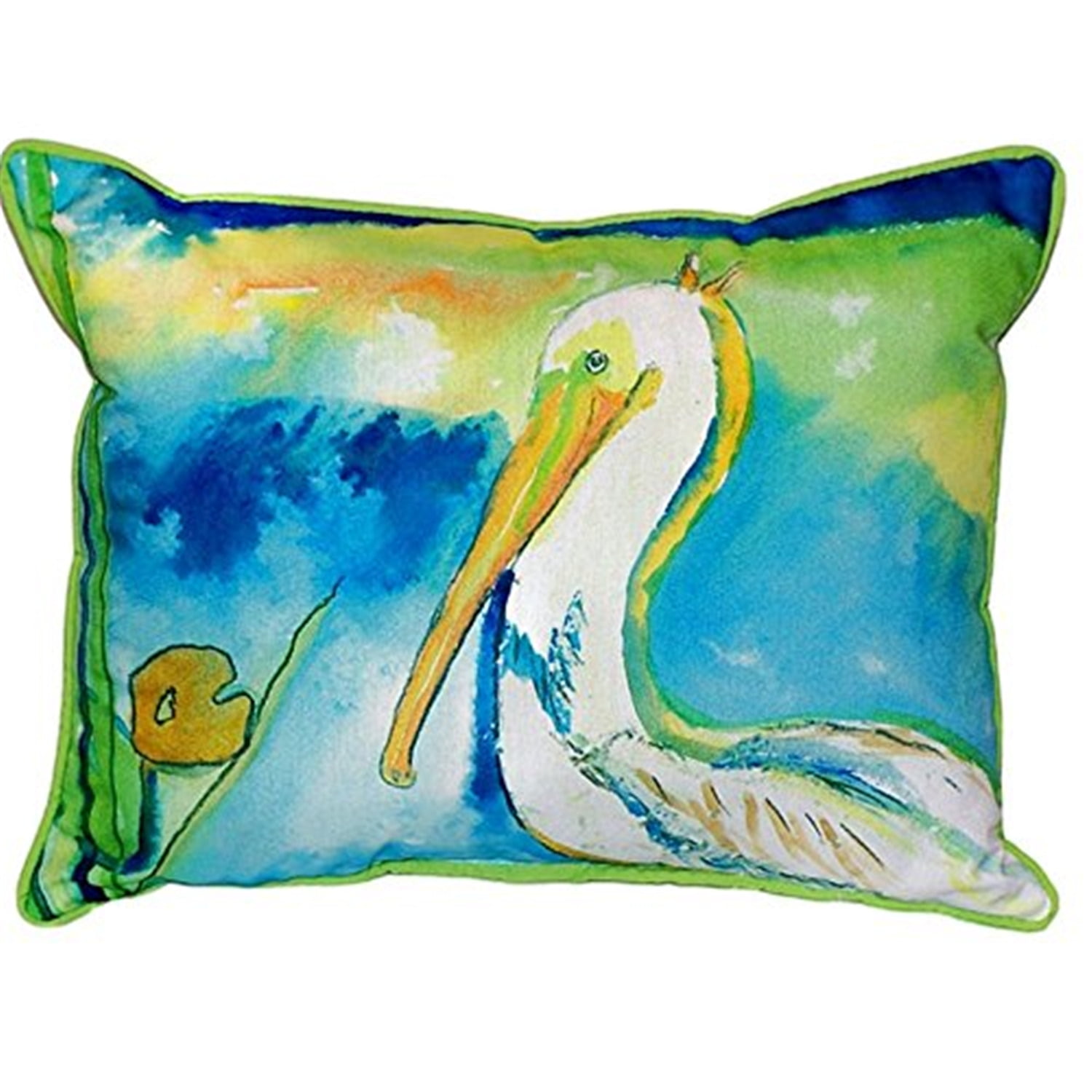 Large White Pelican Indoor/Outdoor Fade-Resistant Pillow